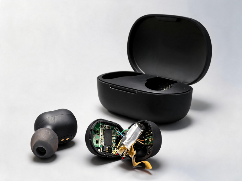 Waterproof sealing on a consumer-electronics earbud assembly.