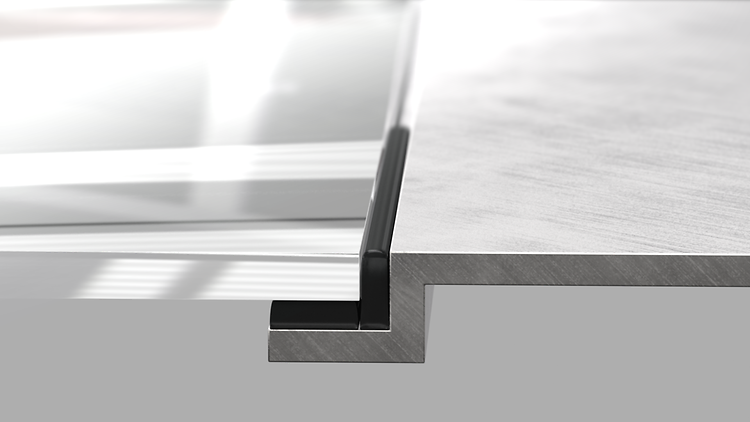 Elastomeric structural bonding of glass to aluminum.